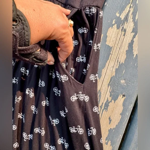 Torrid Black Midi Dress with White Bicycle Design - Picture 13 of 15